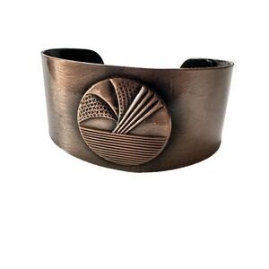 Vintage‎ Wide Modernist Copper Cuff Bracelet 7" Artisan KC